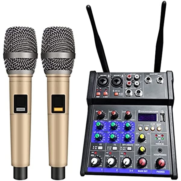 WIONC UHF Micrófono inalámbrico de 2 canales Phantom Power - Micrófono condensador de mano profesional para reunión familiar (color: A, tamaño jjzx-125