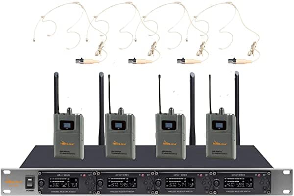 IDOLpro UHF-668H - Micrófono inalámbrico profesional de 4 canales con nueva tecnología digital Pilot y sistema de micrófono de soporte vocal
