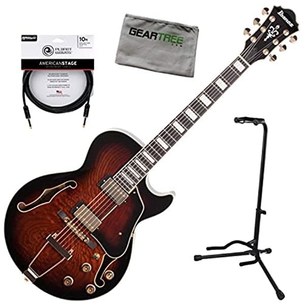 Ibanez AG95QA DBS AG Artcore Expresionist Dark Brown Sunburst - Guitarra con soporte y gamuza
