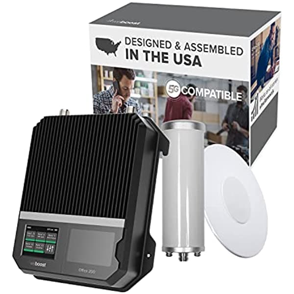 weBoost Office 200 (50 ohmios) Kit de amplificador de señal de teléfono celular | Mejora 5G y 4G LTE en todos los operadores | Hasta 15.000 pies cuadrados de cobertura para pequeñas y medianas empresas