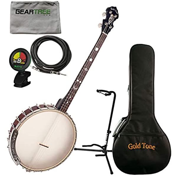 Goldtone IT-19 Banjo de tenor irlandés con bolsa, soporte, tela, afinador y cable