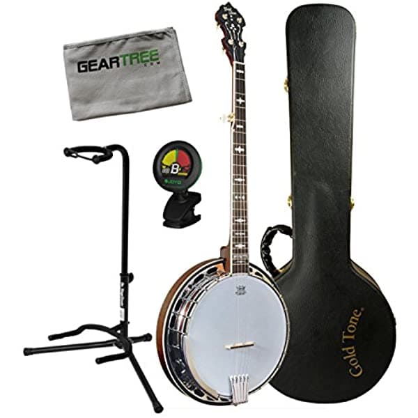 Gold Tone OB-150 - Banjo con resonador, con estuche rígido, gamuza Geartree, soporte y afinador