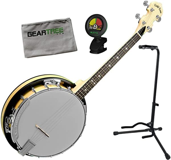 Gold Tone Banjo tenor irlandés de Cripple Creek con afinador, soporte y paño polaco CCIRISH