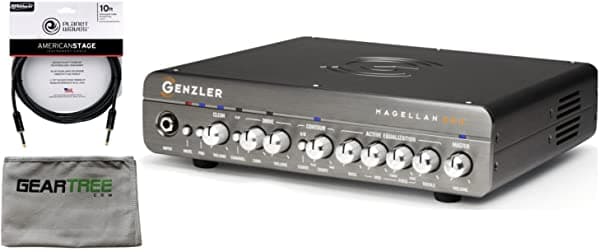 Genzler MG 800 Magellan Series cabezal de bajo de dos canales con preamplificador, paño de lustre y cable premium