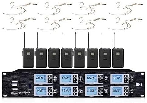 Bolymic Sistema de micrófonos vocales inalámbricos de 8 canales, con condensador de largo alcance, para KTV BOLY-8800HS32