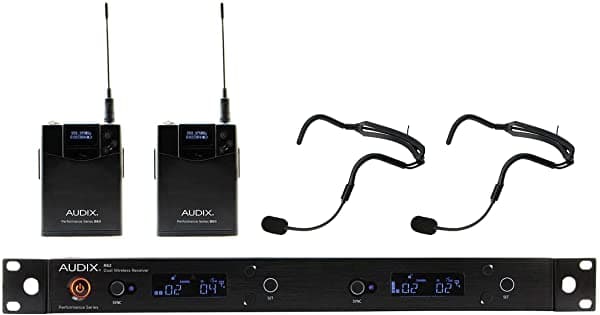 AVBcable.com Audix AP62 HT2 R62 Receptor de diversidad real de dos canales, dos transmisores Bodypack B60 con dos micrófonos HT2 con auriculares