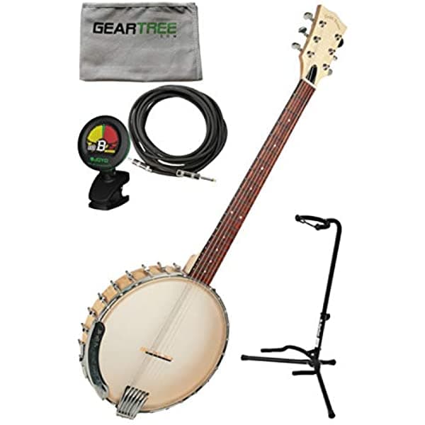 Gold Tone BT-1000 Openback Banjitar con funda, soporte, paño, afinador y cable