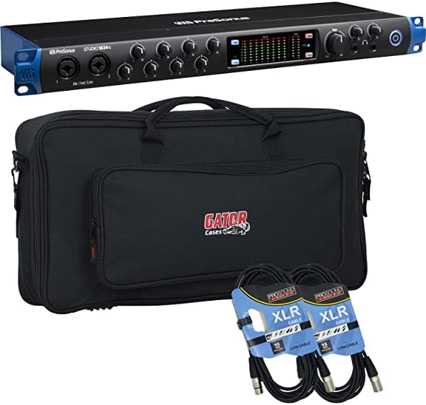 Clutch PreSonus Studio 1824c Interfaz USB, Gator GK-2110, (2) paquetes de cables XLR