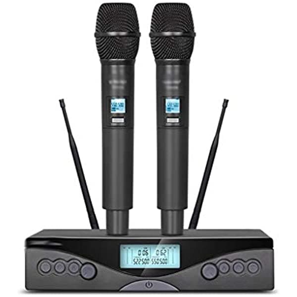 Walnuta micrófono inalámbrico UHF de mano, 2 canales, frecuencia ajustable, para fiestas y shows en escenario, 50 m de distancia de uso gjfdo-332