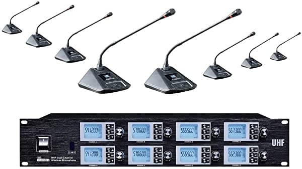 Bolymic 8800S Profesional Negro 8 Conferencias Mic 8 Canales Multicanal Uhf 8 Canales Inalámbrico Micrófono Sistema BL-8800SB-8GM