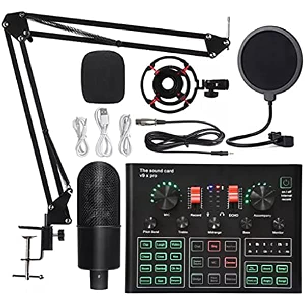 CHNOOI Micrófono Condensador Micrófono Tarjeta De Sonido Micrófono De Estudio Profesional Inalámbrico Bluetooth Es Adecuado Para Teléfonos Móviles (Color Blackv9Xpro Tamaño K20) chnooi-177
