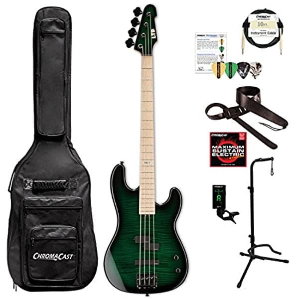 Esp Lmm4Fmdstgsb-Kit-1 Marco Mendoza Signature Series Bajo Eléctrico De 4 Cuerdas See Thru Verde Oscuro Sunburst