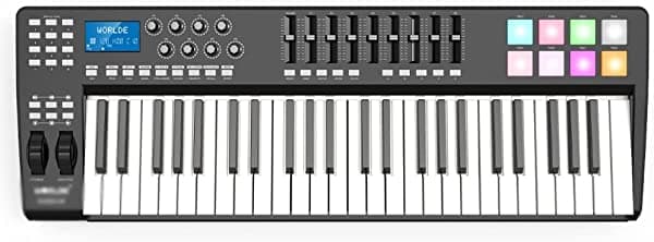 Pdgjg Teclado Controlador MIDI Portátil de 49 Teclas 8 RGB Colorido con Retroiluminación y Cable USB MIDI (Color A) weiyo-546