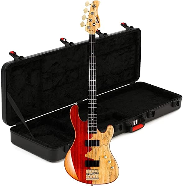 Clutch Cort Jeff Berlin Rithimic Bajo Eléctrico - Arce Natural Spalted Gator GTSA-GTRBASS Case Bundle Rithimic Bass Guitar