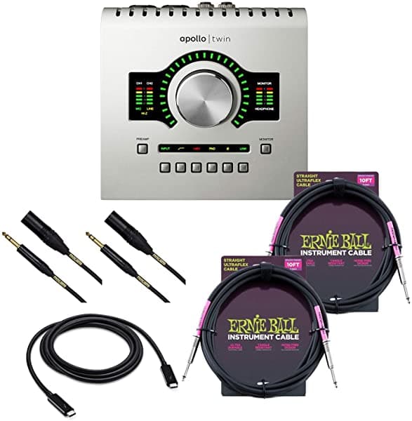 Clutch Universal Audio Apollo Twin Usb Heritage Edition Thunderbolt 3 Cable (2) Mogami Xlr A 1/4 (2) Ernieball 1/4 Cables Bundle