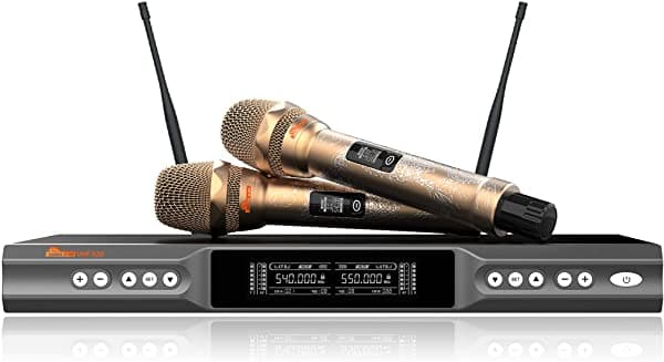 Idolmain UHF-X2D Golden Dragons Grabados Con Rendimiento Fiable Y Micrófonos Inalámbricos De Karaoke De Calidad Profesional