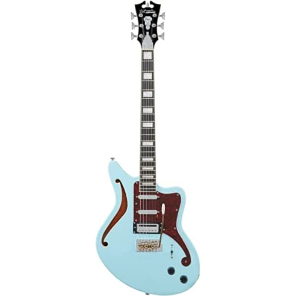 D'Angelico Guitarra Eléctrica De 6 Cuerdas Semihuecas Derecha Azul Cielo (Dapbedshsbmcs)