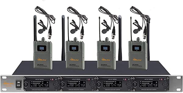 Idolpro Uhf-668L - Micrófono Inalámbrico De Lavalería Profesional De 4 Canales Con Nueva Tecnología Digital Pilot Y Sistema De Micrófono De Soporte Vocal