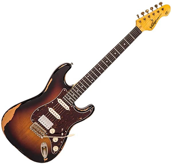 Guitarras Vintage Icono V6 Guitarra Eléctrica Strat Hss Sunset Sunburst V6Hmrssb