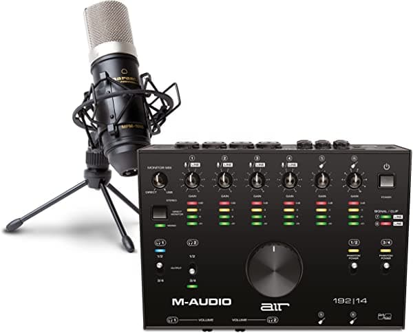 M-Audio Air 192|14 & Marantz Pro Mpm1000 - Interfaz Usb De Audio / Midi De 8 En 4 Salidas Con Software De Grabación Y Micrófono De Condensador Xlr Con Soporte Y Soporte
