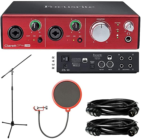 Focusrite Clarett 2Pre Usb 10-In/4-Out Audio Placa Con Platinum Grabación Bundle E5FCRCLAR2PREUSB