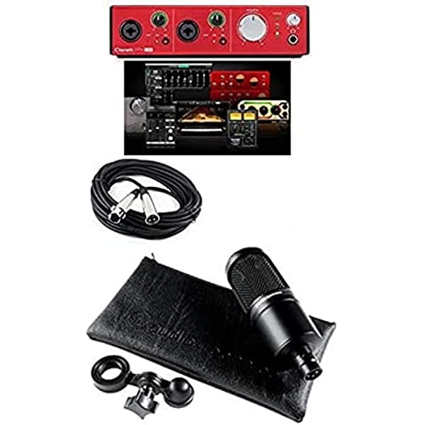 Paquete Focusrite Clarett 2Pre 10-In/4-Out Thunderbolt Preamplificadores De Interfaz Con 2 Clarett Mic Y Muy Baja Latencia + Audio Technica At2020 - Sistema De Micrófono Condensador Cardioide CLARETT 2PRE+AT2020