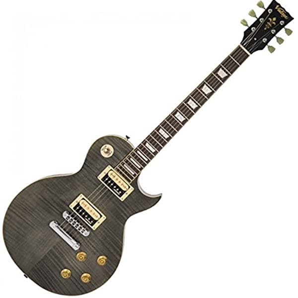 Vintage V100Tbk - Guitarra Eléctrica Reeditada Diseño Con Llama Color Negro