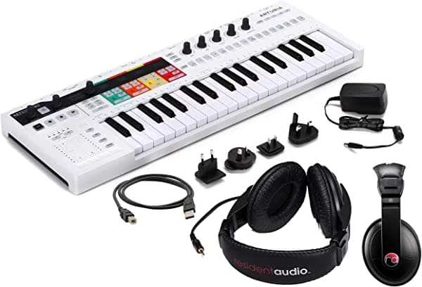 Arturia KeyStep Pro - Teclado controlador y secuenciador de 37 teclas USB/MIDI/CV con auriculares, 2021, color blanco