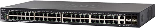 Cisco SG550X-48 - Conmutador administrado apilable con 48 puertos Gigabit Ethernet (GbE), 2x 10G Combo, 2x SFP+, enrutamiento dinámico L3, garantía limitada de por vida, color negro SG550X-48-K9-NA