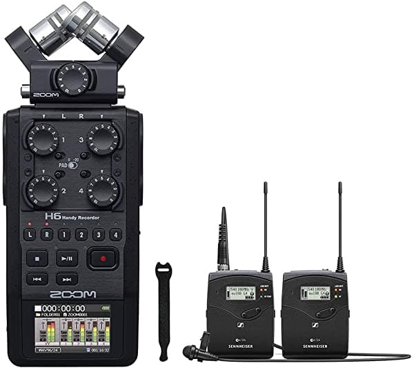 Sennheiser Ew 112P G4 - Micrófono Inalámbrico Omni Lavalier (A 516 A 558 Mhz) Con Zoom H6 Grabador Portátil Negro Y Paquete De 10 Correas