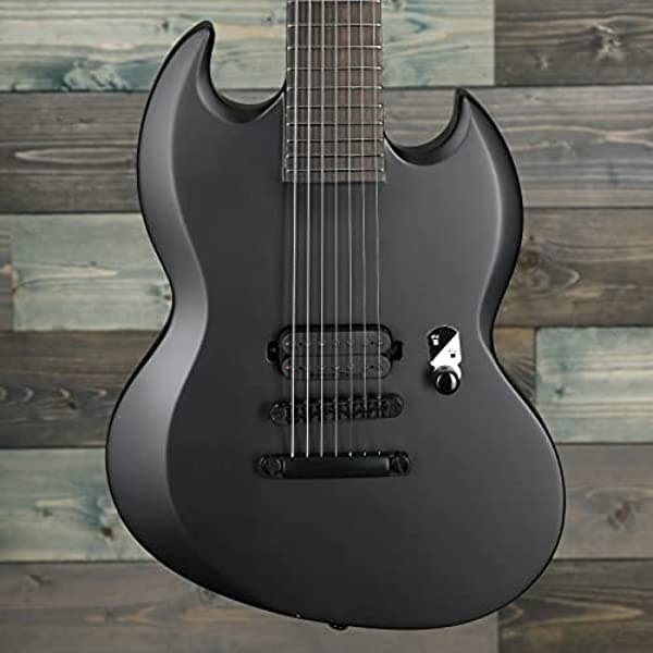 ESP LTD Viper-7 - Guitarra eléctrica de metal de 7 cuerdas con cuerpo de caoba, mástil de arce y 1 pastilla humbucking - Negro Satinado LVIPER7BBKMBLKS