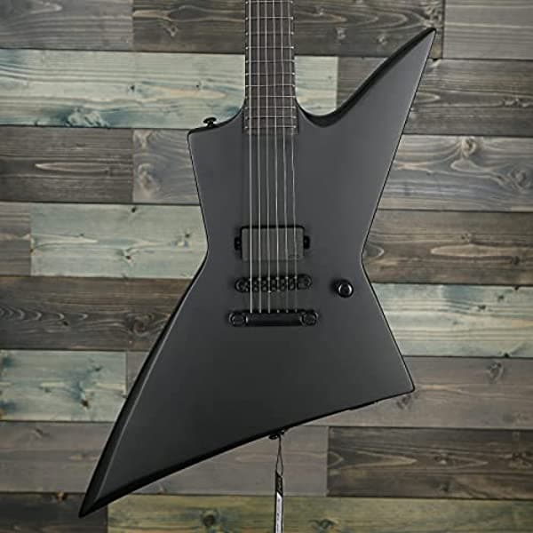ESP LTD EX Metal Guitar Eléctrica de 6 Cuerdas, Negro Satinado, Diestro, (LEXBKMBLKS)