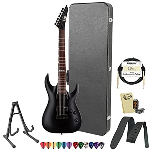 ESP JB-MH207 Hermosa guitarra eléctrica negra con kit de accesorios y estuche rigido블Guitar JB-MH207-BLKS-KIT-2