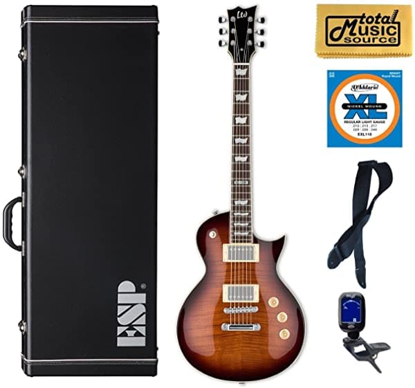 Total music Source Esp Ltd Ec-256Fm Guitarra Eléctrica Sunburst Color Café Oscuro Tms Esp Caso Bundle