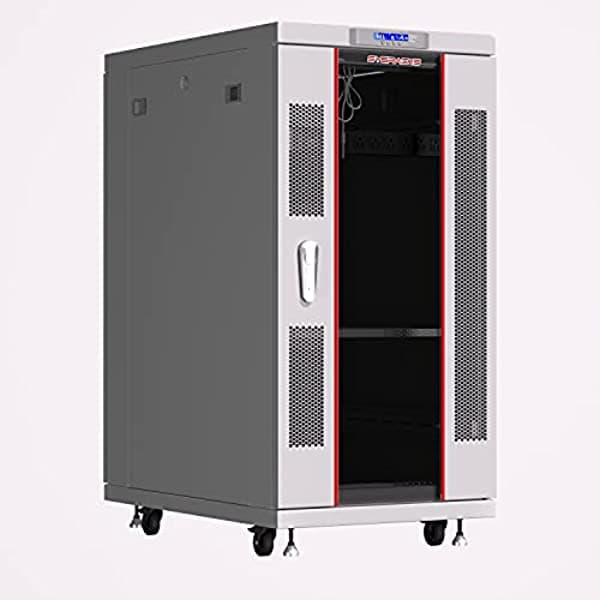 Sysracks 22U 35 Pulgadas Gris Profundo Blanco Servidor Rack It Network Data Rack Gabinete Enclosure Totalmente Cerrado Sobre Ruedas - Pantalla Lcd - Sistema De Ventilación - Pdu - Puerta De Cristal - Kit De Accesorios Rico SRF 22.6.9 G
