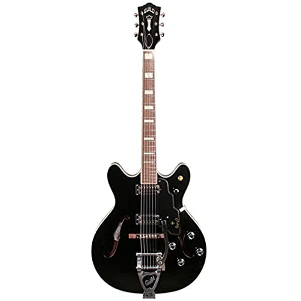 Guild Guitarras Starfire V Semi-Hollow Body Guitarra Eléctrica Negro Doble Corte Con Trémolo Newark St. Collection Con Estuche Hardshell Starfire V w/ GVT BLK