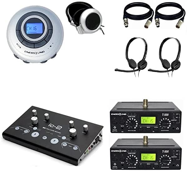 Enersound Sistema De Interpretación Simultánea Bilingüe Profesional Para 50 Personas (Bidireccionales)