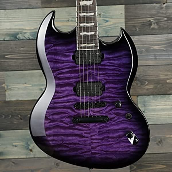 Esp Guitarras - Guitarra Eléctrica De 6 Cuerdas Ver A Través De Morada Derecha (Lviper1000Qmstpsb)