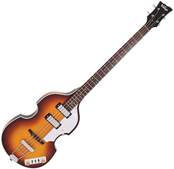 Artist Unknown Vintage Violin Bajo Eléctrico de 4 Cuerdas Con Estuche Rígido - Diseño Antique Sunburst - VVB4SB