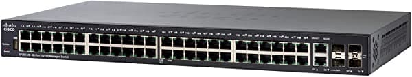Cisco SF350-48 Switch Administrado con 48 Puertos PoE 10/100, 4 Gigabit Ethernet (GbE) Combo SFP, Garantía Limitada de por Vida (SF350-48-K9-NA)