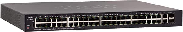 Cisco SG250X-48P Switch Inteligente con 48 Gigabit Ethernet más 4 Puertos Combinados 10 Gigabit Ethernet SFP+, 382W PoE, Garantía Limitada de por Vida (SG250X-48P-K9-NA)