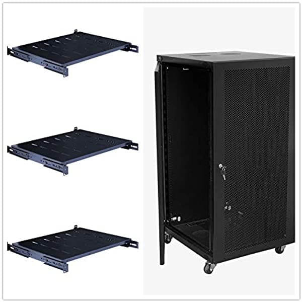 Raising Electronics 18U - Soporte De Pared Para Armario De Servidores Con Puerta Ventilada (2275" De Profundidad Con Estantes Fijos)