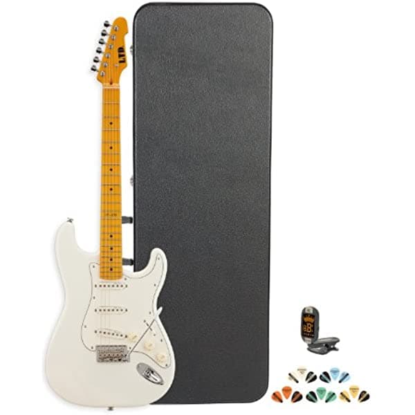 Esp St St-213 M-Ow-Kit Guitarra Eléctrica Con Sintonizador Púas Y Chroma Fundido Carcasa Rígida - Arce Olímpico Blanco