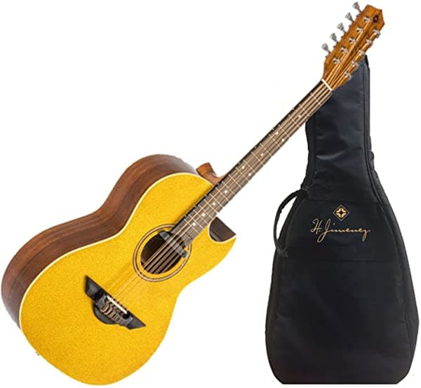 H. Jimenez LBQ1EGT El Estándar Electroacústica Bajo Quinto Gold Sparkle con Funda Acolchada