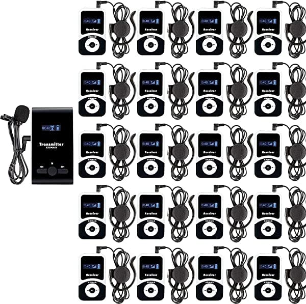 Exmax Atg-100T Transmisor Profesional De 72 Mhz-76 Mhz Para Sistema De Guía De Turismo Profesional Sistema De Monitoreo Inalámbrico Para Profesores Conferencias Turismo ATG-100T1T20R-Y
