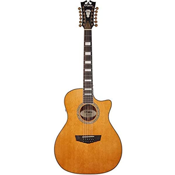 D'Angelico Guitarra Electroacústica de 6 Cuerdas para Diestros Vintage Natural (DAPG212VNATAPS)