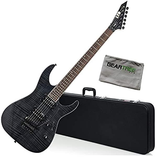 ESP LTD M200FM STBLK See Thru - Guitarra Eléctrica con Estuche Rígido y Gamuza