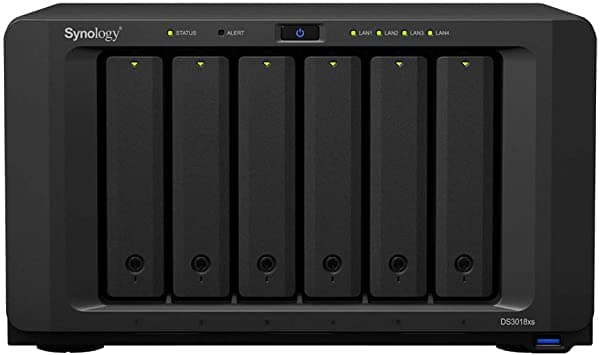 Synology DiskStation DS3018xs Torre Servidor NAS Intel Pentium D1508 Dual-Core 16GB DDR4 2TB SSD 32TB HDDs SATA Software Synology DSM
