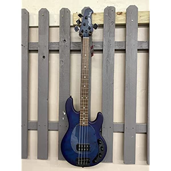 Sterling Ray34PB StingRay Poplar Burl Top Bajo Eléctrico de 4 Cuerdas Neptune Blue Satin con Funda