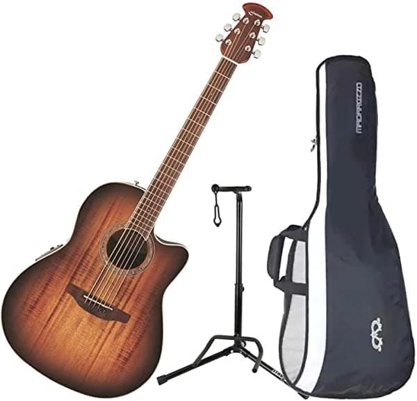 Ovation Cs28P-Koab Celebrity Plus Super Shallow Koa Burst A/E Guitarra Con Funda Y Soporte CS28P-KOAB BUNDLE